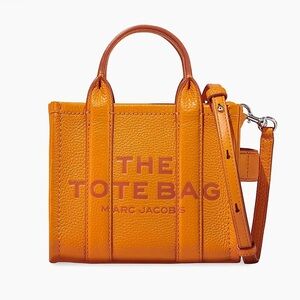 Marc Jacobs The Leather Mini Tote Bag in the Scorched orange color